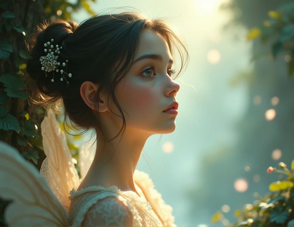 remake the character above enchanting looking to the right 