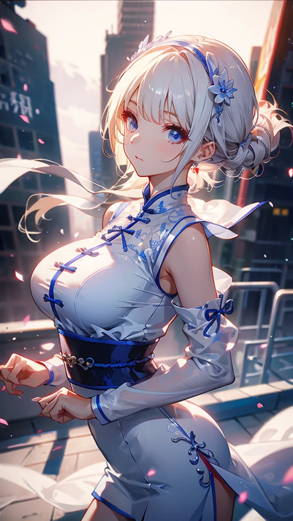 White silk cheongsam sister