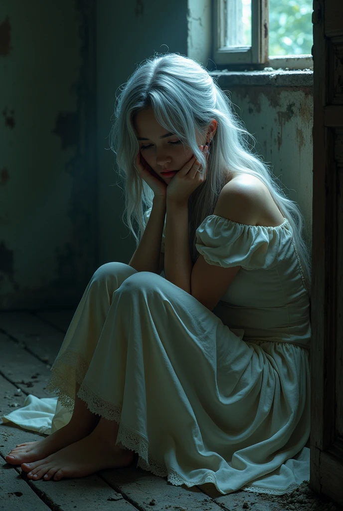 Anime Sliver hair women
In the dim, oppressive light of the abandoned attic, Adora huddled in despair, surrounded by the heavy stench of decay and neglect. Her stepmother had imprisoned her here as punishment for wearing the exquisite dress her grandfather had gifted her—a dress that underscored the favoritism he had shown her over her stepsister. The stepsister, clad in a far cheaper gown, was a constant reminder of Adora’s perceived privilege. This cruelty was further compounded by the shadowy mystery of her mother’s death, which was whispered to have been either murder or suicide, fueled by her husband’s infidelity.
