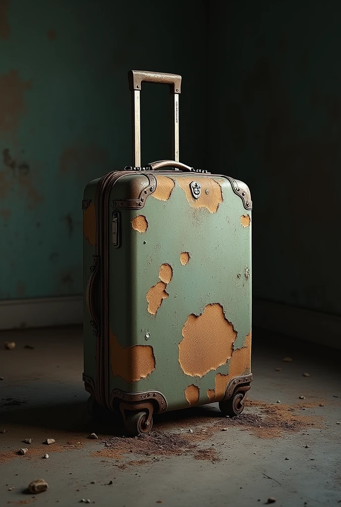 suitcase all broken, without handles and without wheels