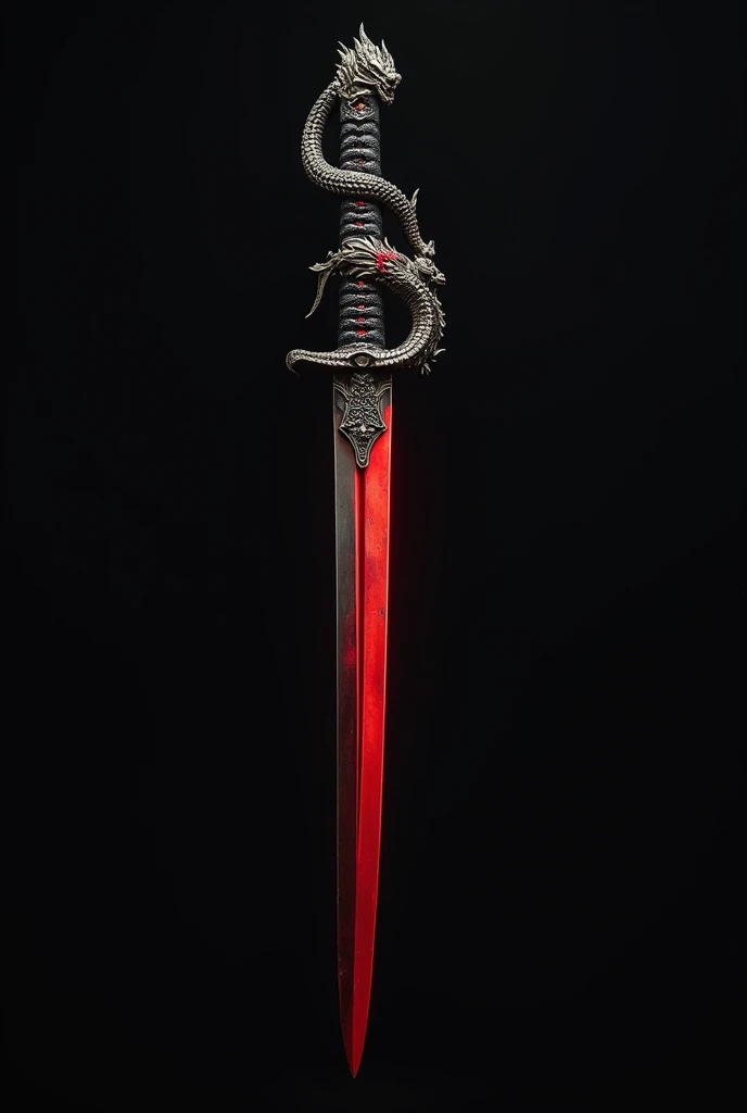 Create a legendary Japanese style katana,with a double red edge and the handle has a dragon