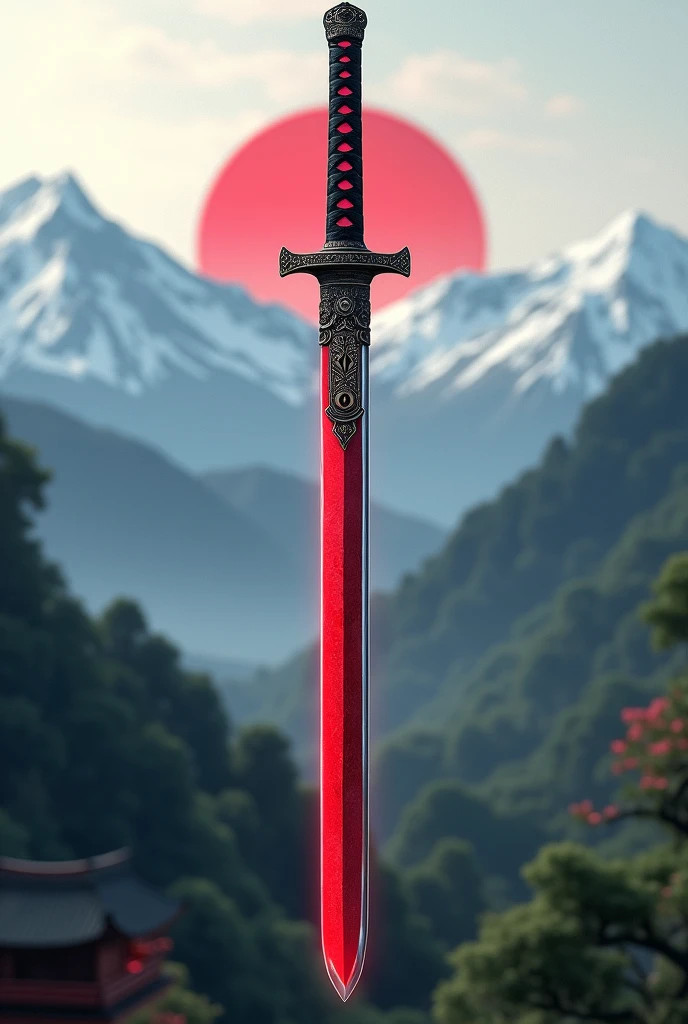 Create a legendary Japanese style straight katana,with double red edge 