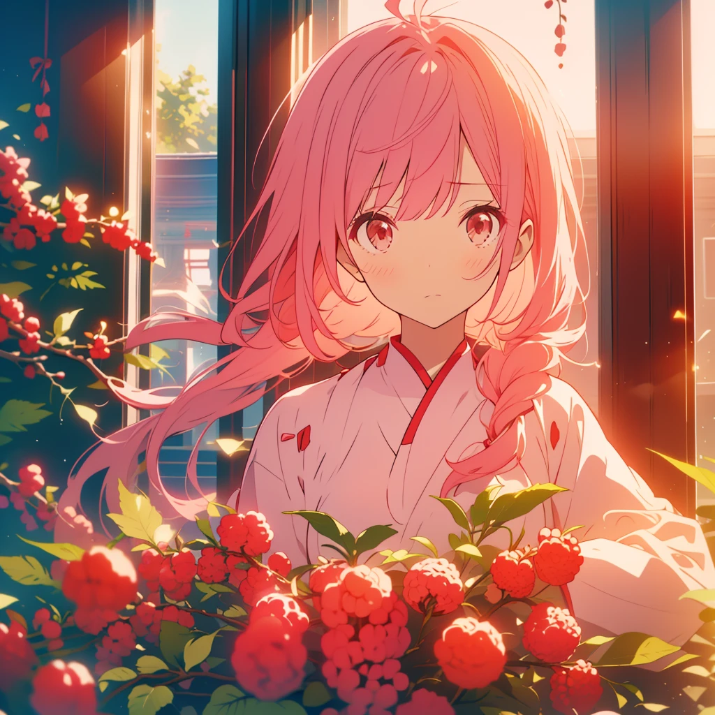 Red currant、Light pink hair girl、Bad mood