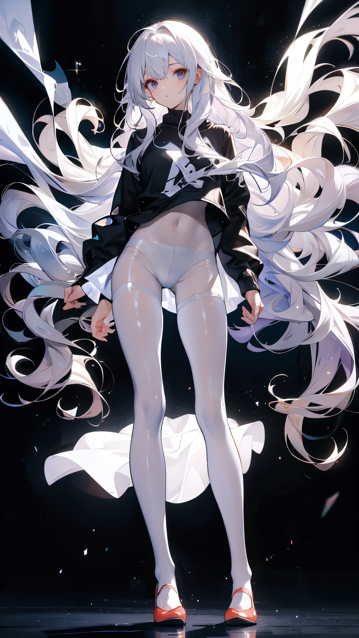 whole body,Long wavy hair,Standing picture,transparent,White fun underwear,sexly, Pantyhose