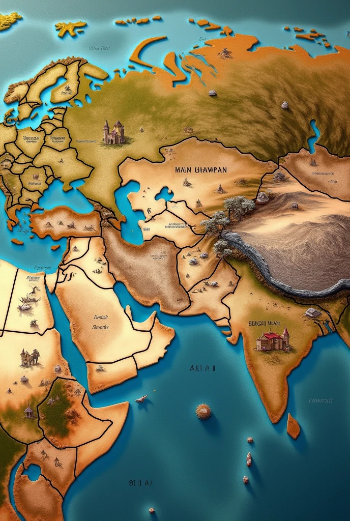 (photorealism:1.2), Map showing the expansion of the Mongol Empire across Asia and Europe