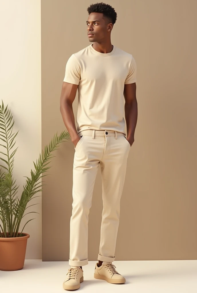 A set of beige casual clothes