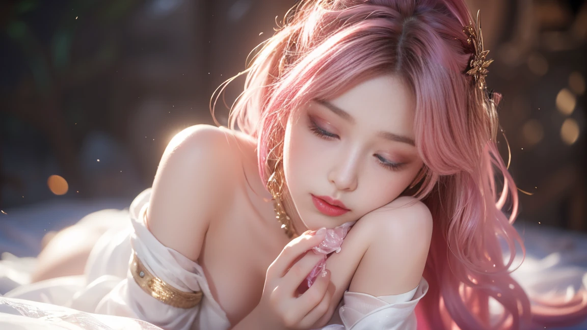  (2girls, 15yo Japanese girls),yuri, 2girls, (kiss), (female masturbation:1.5), closed eyes, linked collar,  skindantation, shy, red cheek, in cave, Realistic:1.2),shenzi,long hair,(pink hair:1.2),purple eyes,(very long hair:1.4),separated sleeves,jewelry,wide_sleeves,(hair_ornament:1.4),,( nsfw, breasts out, puffy nipples),(2 pussy), ((cum)), ((cum in pussy)), , one mole under eye, glowing eyes, piercing eyes,(hiqcgbody:0.3), (hiqcgface:0.3), epic, (royal palace), royal, ((rich, prestige)),pussy, pussy juice(There is white viscous liquid flowing out of the vulva:1.3),(sexual behaviour :1.5 ,(masterpiece, realistic, photo-realistic:1.2), finely detail, ultra high res, perfect anatomy, best quality, 8K, soft focus,((masterpiece, best quality)),utifully detailed face,ultra realistic 8k cg, charming, seductive, erotic, alluring, enchanting, deity, jewelry