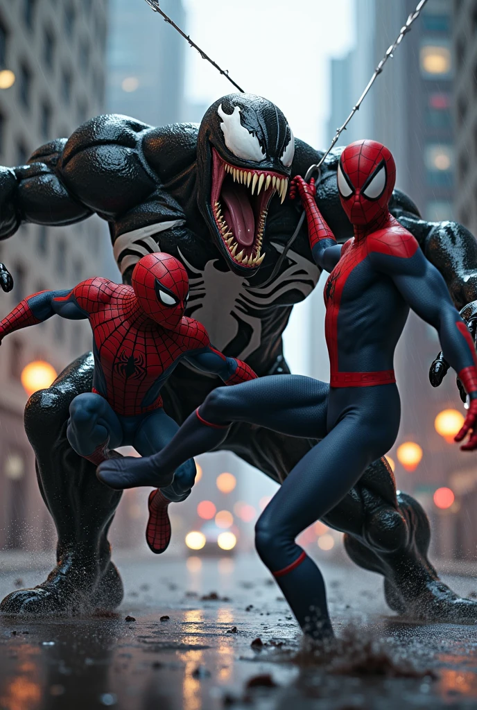 Venom against spiderman and miles morales
