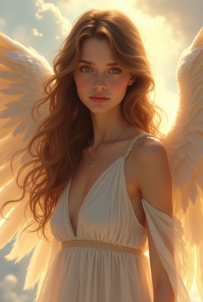 masterpiece, top quality, 8K, real person, realistic, very dense CG, shiny skin, fully focused, heaven, divine glory, radiant, angel, blessing, happiness,