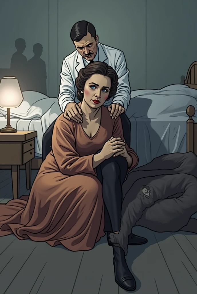 The dimly lit bedroom of the Hitler family, with shadows playing on the walls.
- **Action:** Clara lies in bed, breathing weakly. Adolf sits beside her, holding her hand tightly. Dr. Bloch stands quietly in the background, observing with a heavy heart.
- **Dialogue:**
- **Clara:** (weakly, to Adolf) “Promise me... you’ll be strong.”
- **Adolf:** (teary-eyed, nodding) “I promise, Mother.”
---
**Scene 4: A Grateful Farewell**
- **Setting:** Outside the clinic, a cold winter day.
- **Action:** Adolf, now deeply grieving, shakes Dr. Bloch’s hand firmly. His gratitude is unspoken but evident in his eyes.
- **Dialogue:**
- **Adolf:** (sincerely) “You’ve done so much for us, Doctor. I won’t forget it.”
- **Dr. Bloch:** (with a nod) “Take care, Adolf.”