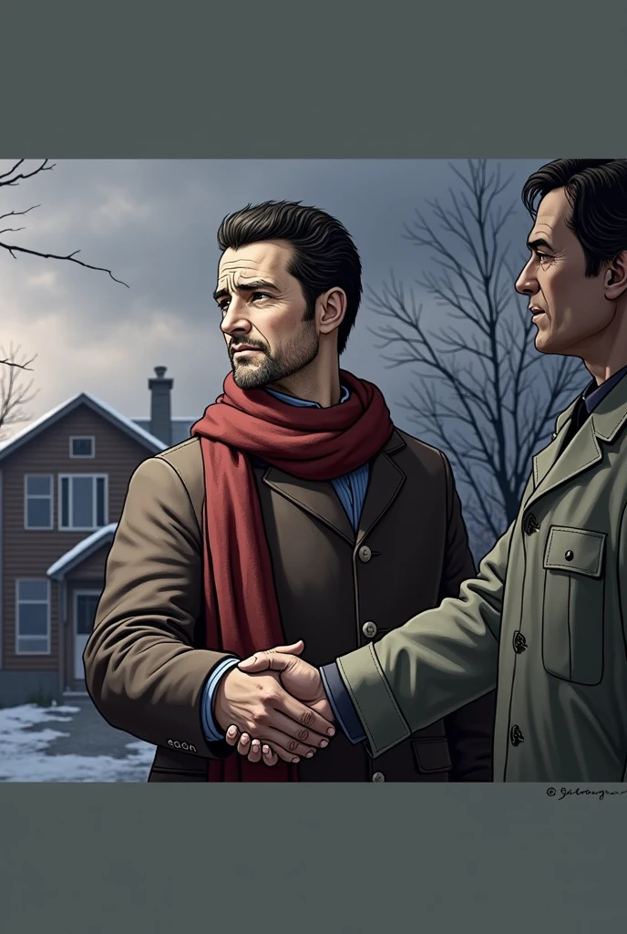 Outside the clinic, a cold winter day.
- **Action:** Adolf, now deeply grieving, shakes Dr. Bloch’s hand firmly. His gratitude is unspoken but evident in his eyes.
- **Dialogue:**
- **Adolf:** (sincerely) “You’ve done so much for us, Doctor. I won’t forget it.”
- **Dr. Bloch:** (with a nod) “Take care, Adolf.”