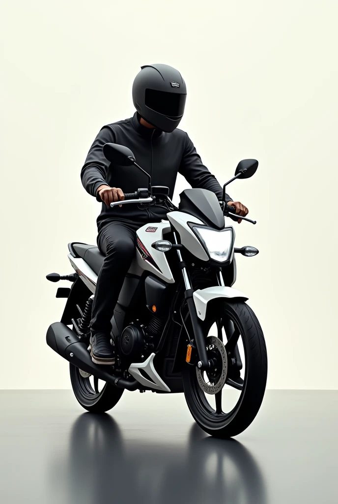 motorcyclist riding a Honda CG 160 motorcycle. Image viewed from the top 90 degrees.