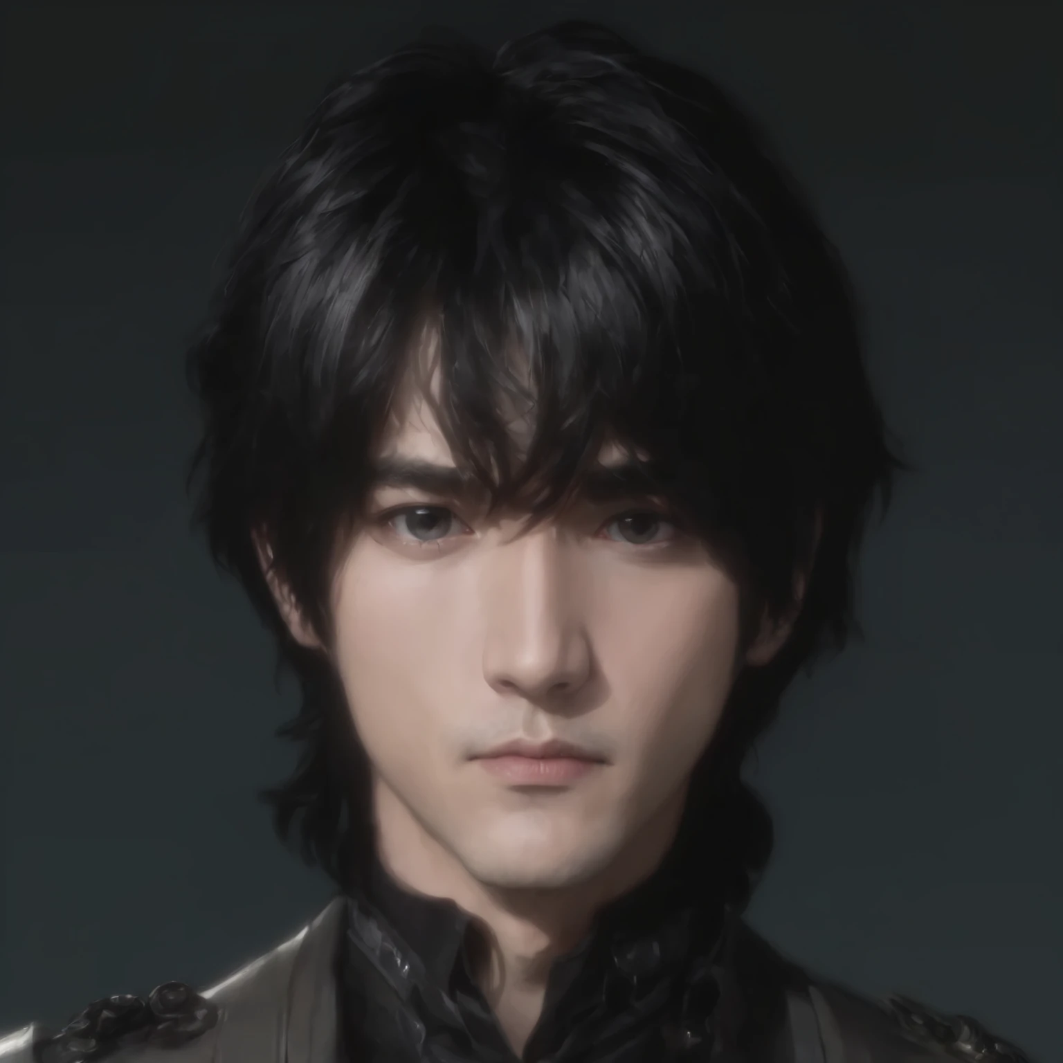 masterpiece, best quality, focus, solo, looking at viewer, closed mouth, Highly detailed, detailed face, detailed eyes, clear skin, clear eyes), black hair, male