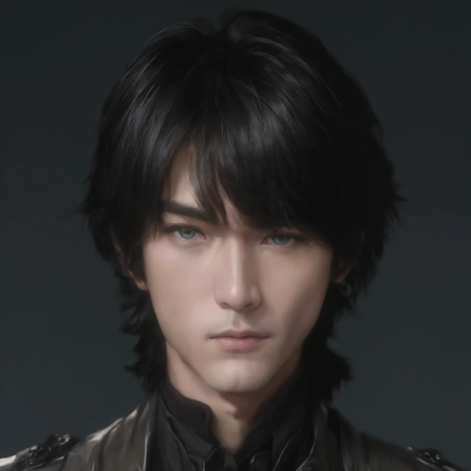 masterpiece, best quality, focus, solo, looking at viewer, closed mouth, Highly detailed, detailed face, detailed eyes, clear skin, clear eyes), black hair, male
