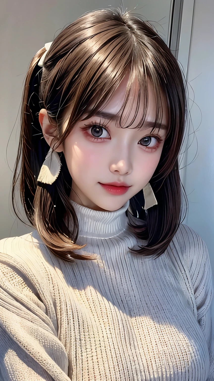 anegasaki nene、Shiny brown hair, short hair, (Beautiful brown eyes、Sparkling eyes, Fine grain)、smile、Ultra-detailed eyes、Highly detailed face, Highly detailed eyes,Cowboy Shot、
One person, alone, Long Hair, sweater, red sweater, View your viewers, Blue background,
Simple Background, Both sides up, turtleneck, lips, Mouth closed, ribbon, hair ribbon, bangs, turtleneck sweater, Upper Body, parted bangs, black ribbon, ribbed sweater, Twin tails, nose,