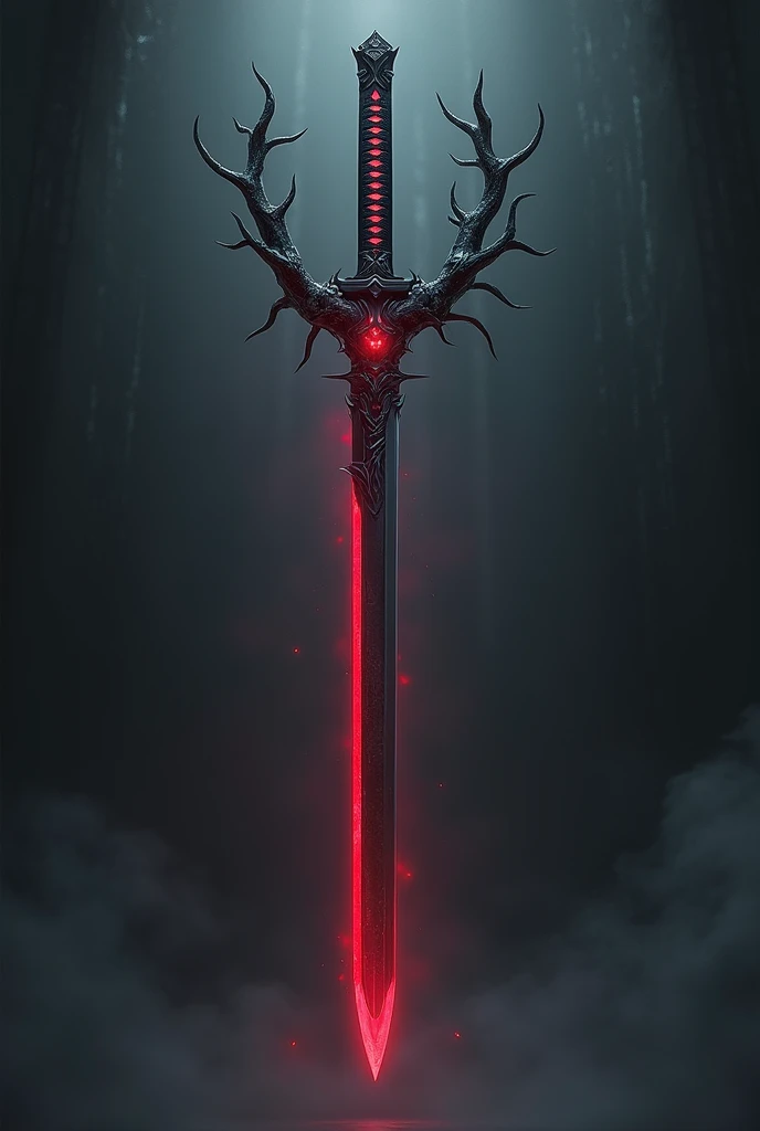 A large katana , long with red edge,and that stems with thorns come out of the handle