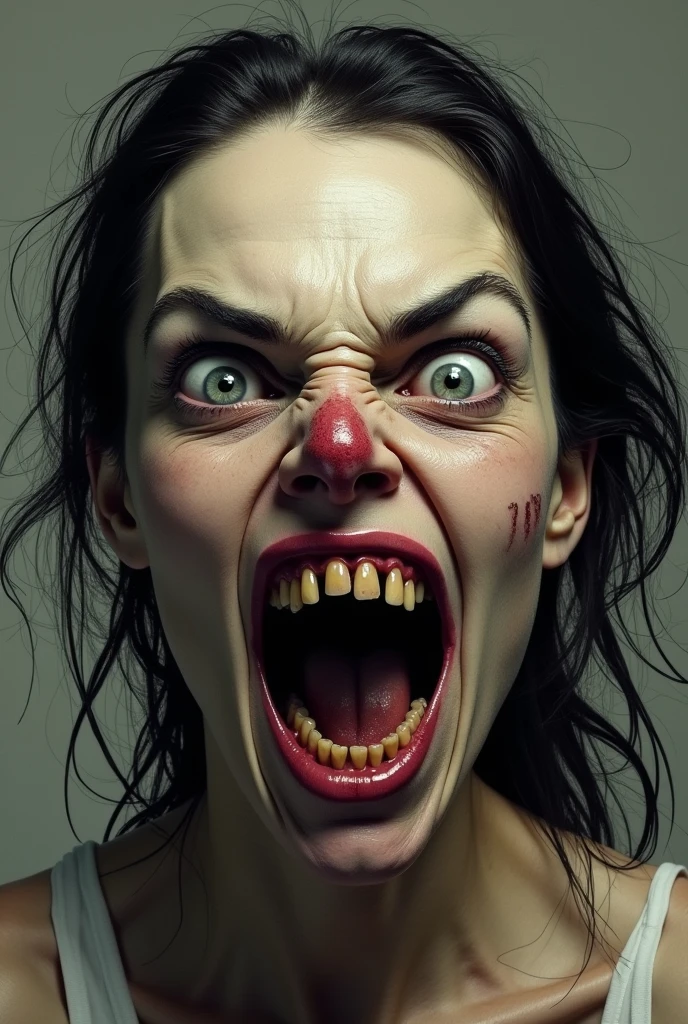 an ugly woman making scary faces