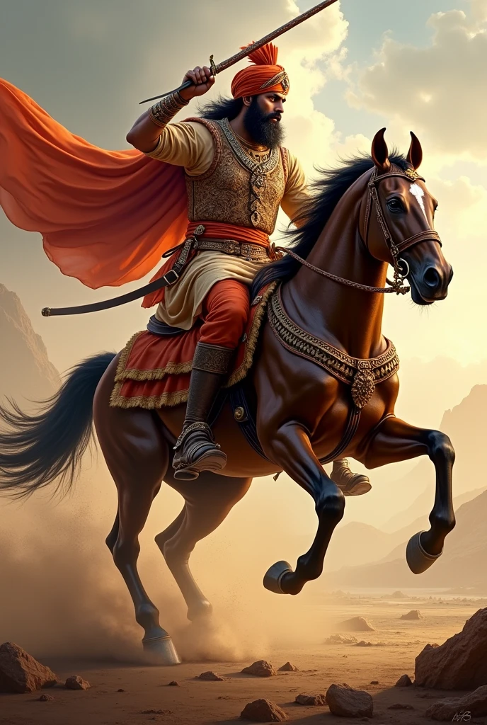 Cha shivaji maharaj in hors rideing and hold in hand nels