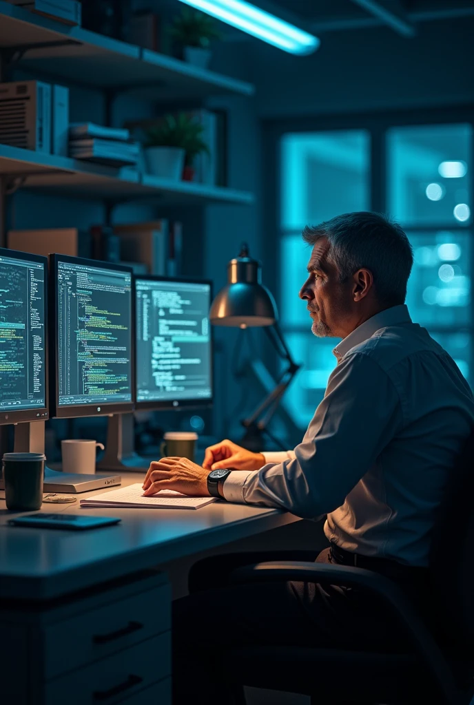 Man studying AI
