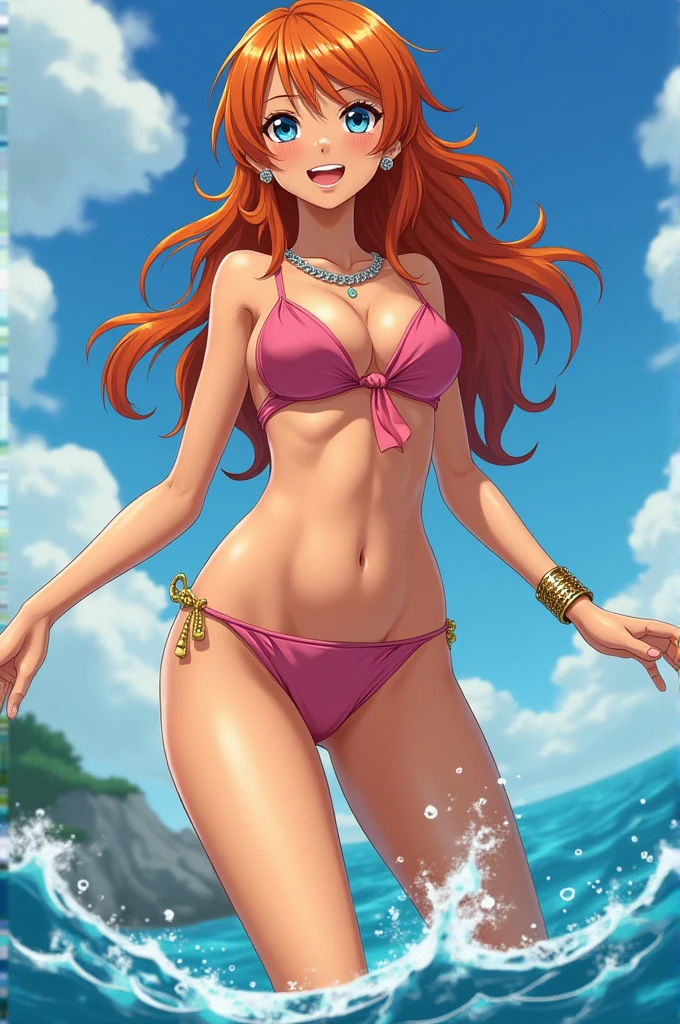 Create an image of Nami from the anime One Piece naked