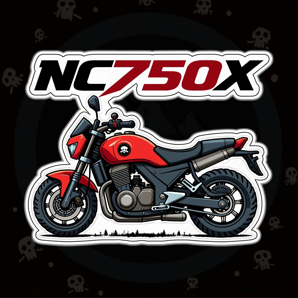 ((logo with white border:1.5)), ((Honda NC750X:1.5)) , ((pirate driving motorcycle)), (((crear un logo with white border de un pirata manejando una honda NC750x))), mountains background