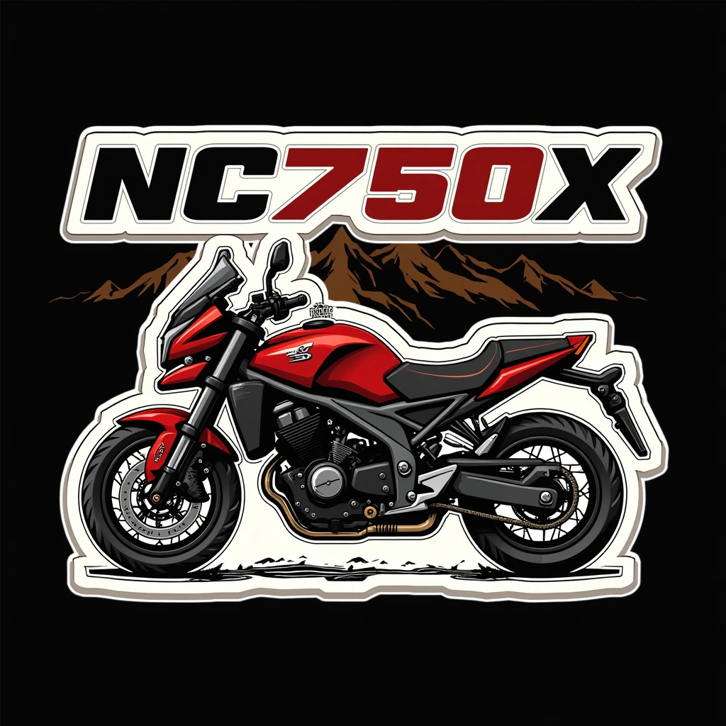 ((logo with white border:1.5)), ((Honda NC750X:1.5)) , ((pirate driving motorcycle)), (((crear un logo with white border de un pirata manejando una honda NC750x))), mountains background
