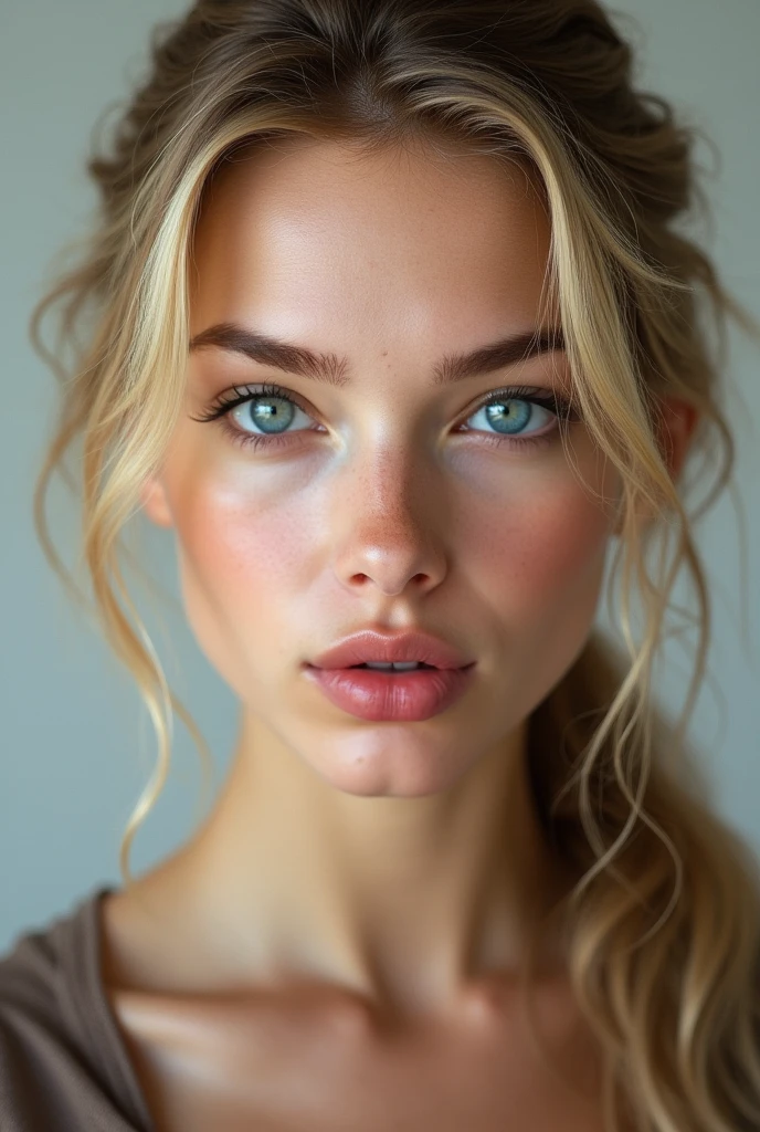 (photorealism:1.2), ((Sexy beautiful girl, cute, Russian beauty, 2, a thin fit body blonde)), ((Highest quality)), ((masterpiece)), (detailed), (masterpiece, best quality), 8K, (((Very detailed))), licking lips in a sexy way
