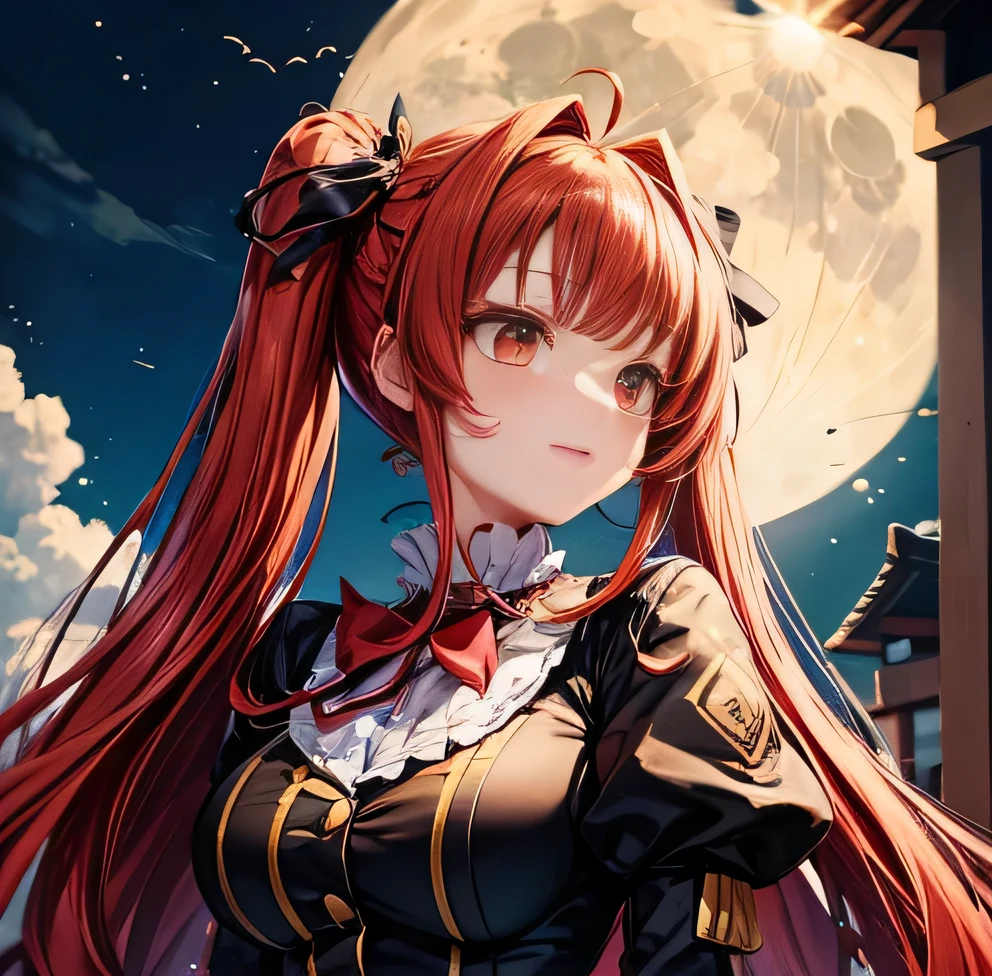 Umineko no Naku ni ni Enju uniform moon School night Bangs Patsun Dark red twintails Crimson hair color