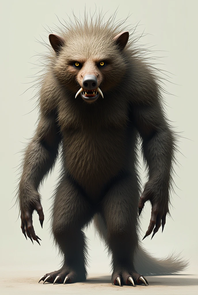 porcupine in human body with long two spike teeth