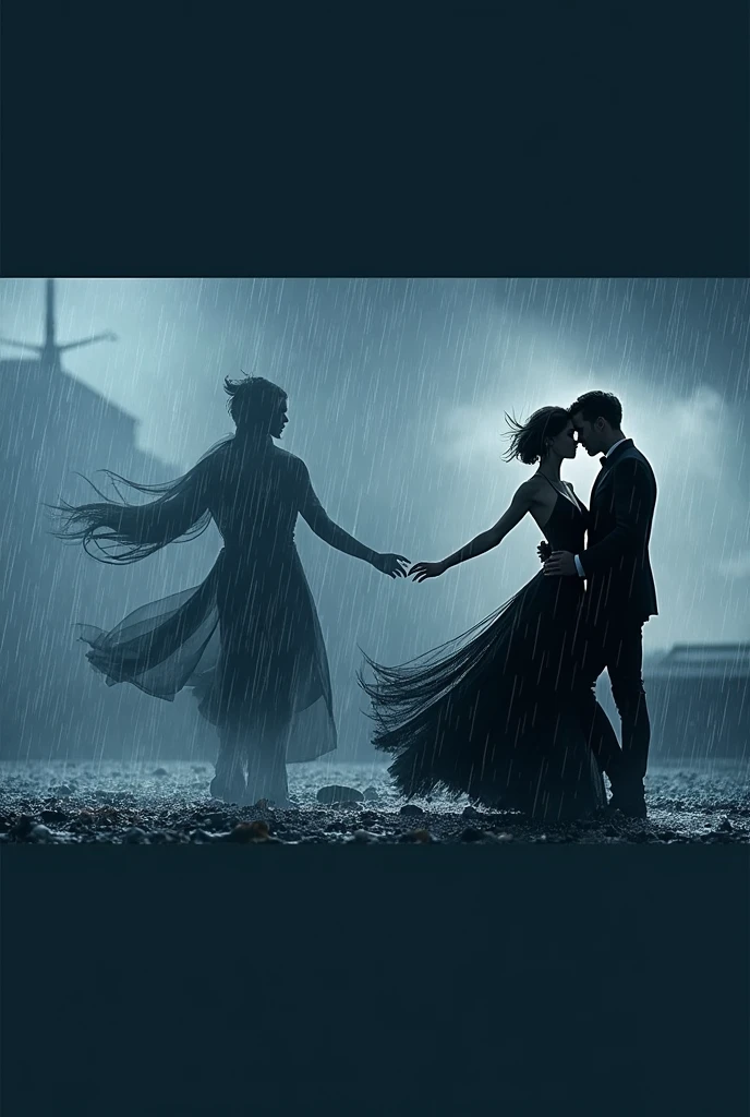 Two handsome skinny men dressed in black under the rain dancing bautiful liar 