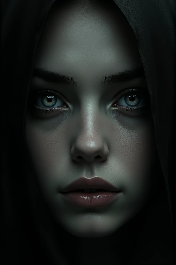 Image of the woman’s eyes, showing emptiness and darkness.