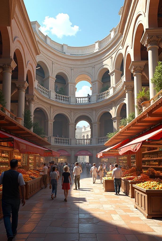 A supermarket or tourist places based on a coliseum but from the outside 

