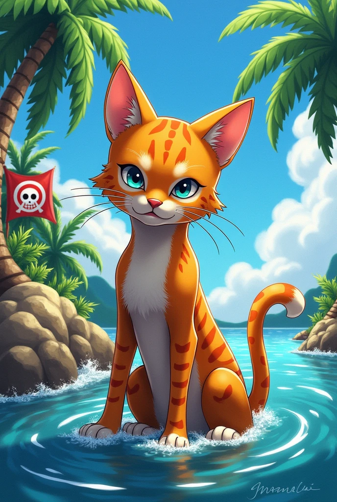 A cat on one piece