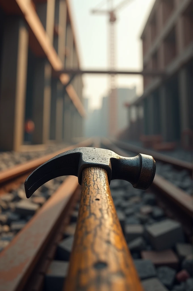 hammer in one point perspective view witg construction