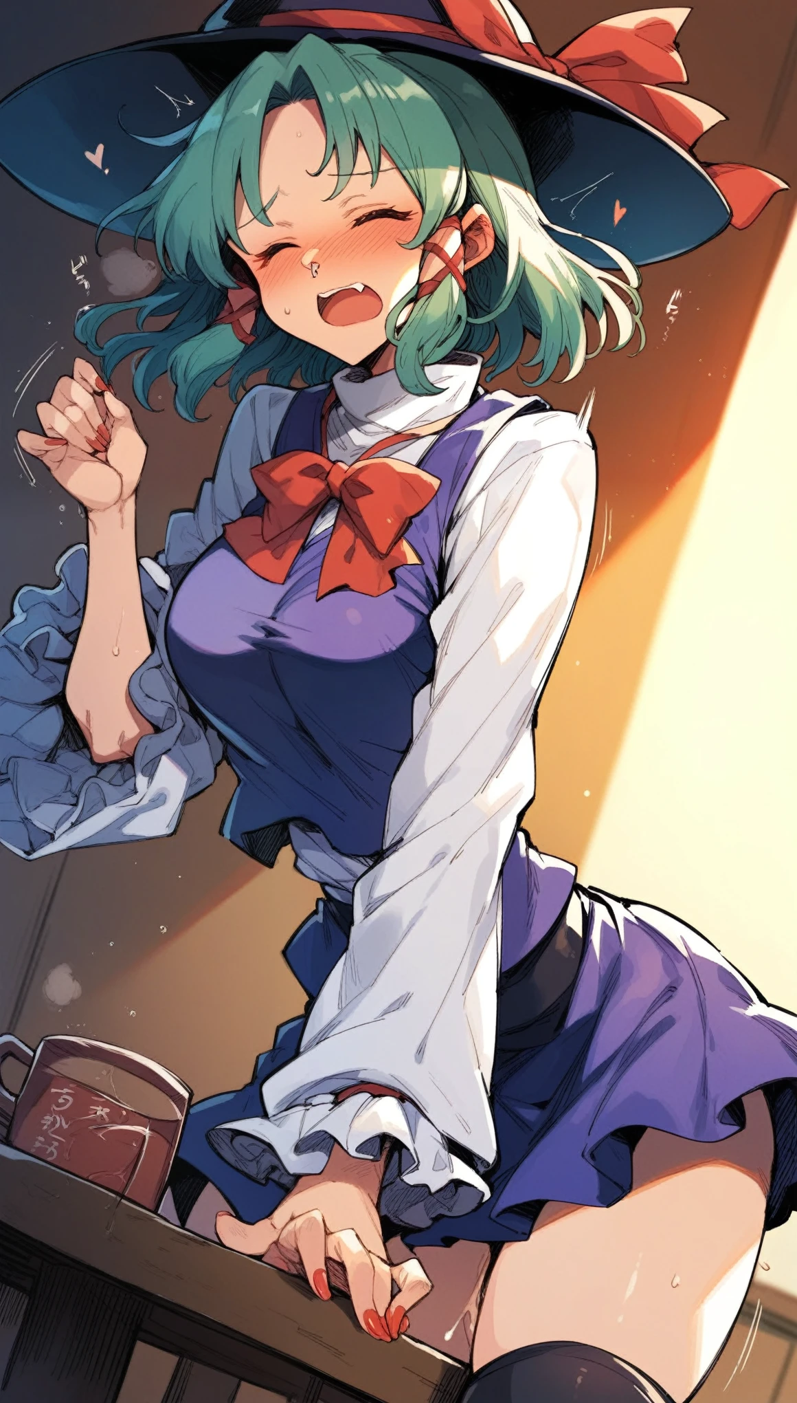 (score_9,score_8,score_7_up,score_6_up),kurokawa akane,1girl,(score_9, score_8_up:1.1),score_7_up, sinozick stylem,
darumoon touhou moriya_suwako pyonta absurdres commentary_request highres 1girl animal_print aroused backlighting blush breasts brown_hat closed_eyes clothes cowboy_shot crotch_rub female_masturbation frog_print green_nails hair_ribbon hands_on_table hat heart high-waist_skirt indoors leaning_forward long_sleeves masturbation masturbation_through_clothes medium_breasts medium_hair motion_lines nail_polish nose_blush open_mouth parted_bangs print_skirt print_vest purple_skirt purple_vest red_ribbon ribbon shirt sidelocks skirt solo sound_effects table table_humping thighhighs tress_ribbon turtleneck twitching vest white_shirt white_thighhighs wide_sleeves zettai_ryouiki