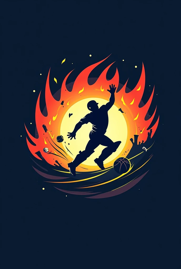 Create a custom logo that represents the energy and excitement of sports. Incorporate elements like a ball (football, basketball, or cricket), a trophy, or a silhouette of an athlete in action.