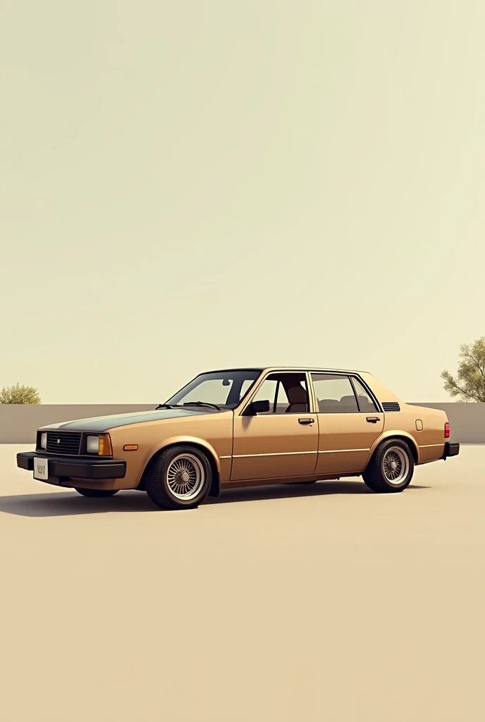 Chevrolet Chevette 1980 4-seater caramel colored on the floor with rims