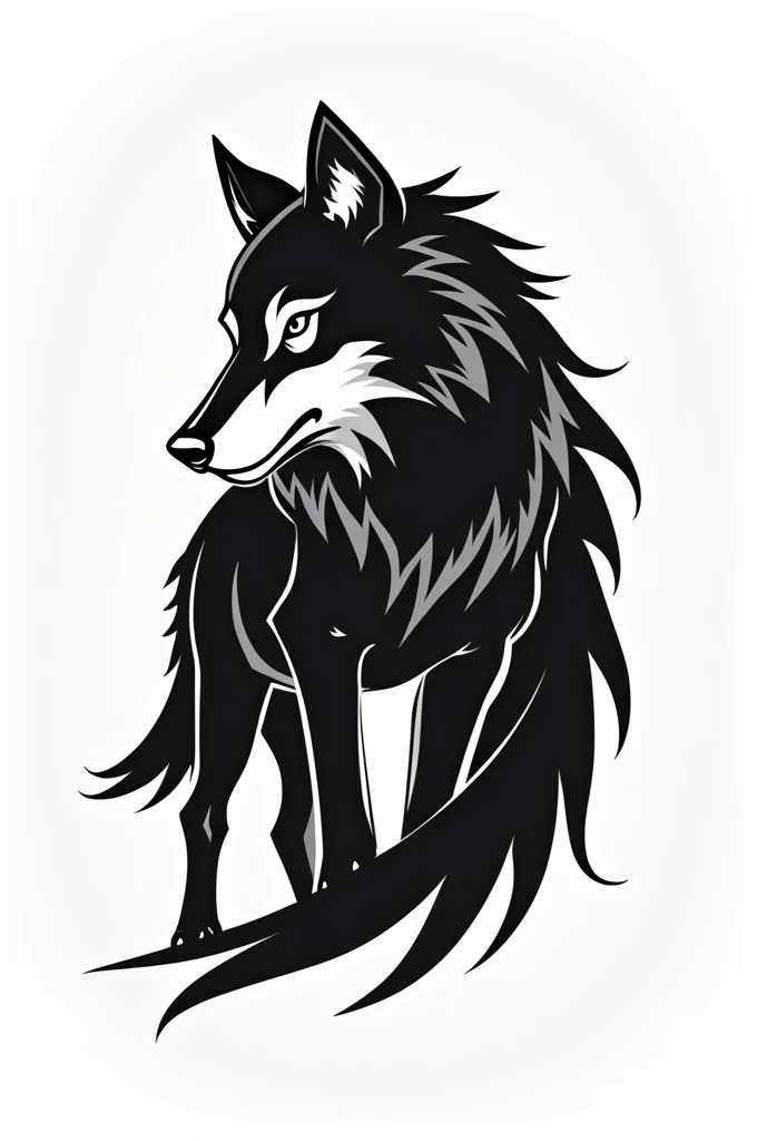 Black and white wolf logo