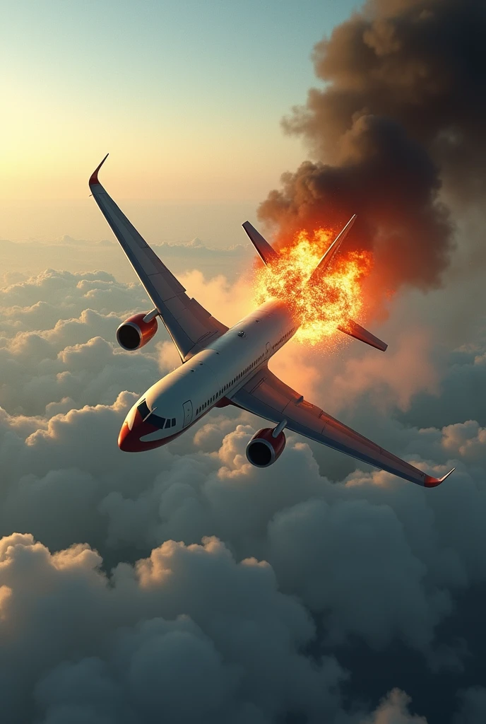 plane crashing and catching fire in the back