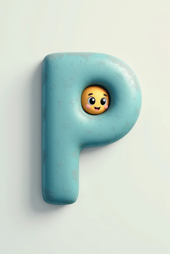 Make a letter "p" with texture at 20% take, and that the p does not have a hole, but the gap is the face of a cartoon chat bot