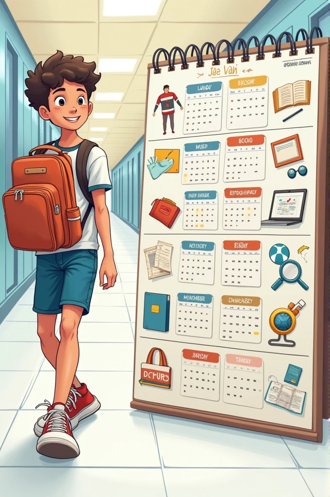 Create an image about a student's schedule from Monday to Friday