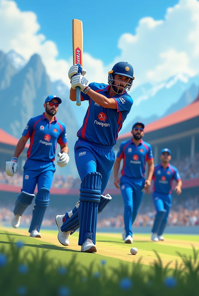 Nepali cricket teem with blue jarchi