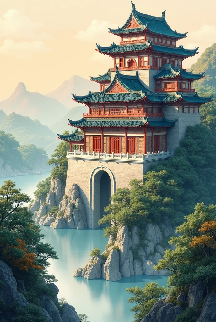 Ancient Chinese painting castle