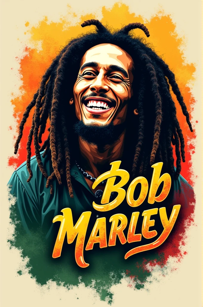 Lettering de Bob Marley con colores rasta