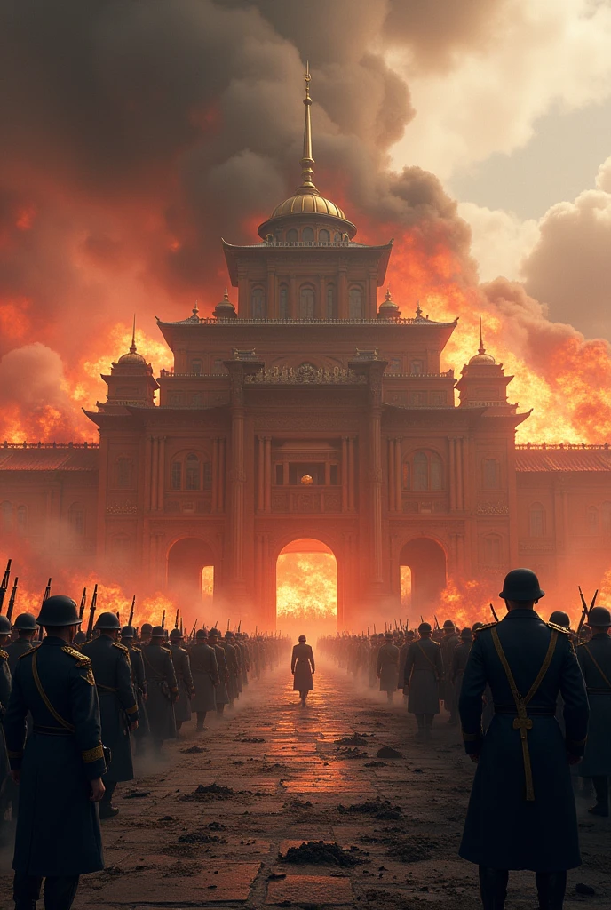 The Klai Kangwon Palace was burned and bombarded with cannons, surrounded by soldiers and a declaration by high-ranking military officers that a coup would take place.