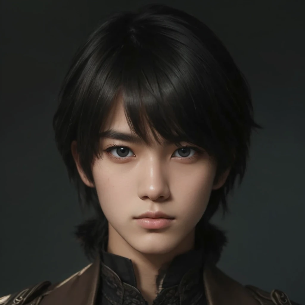 masterpiece, best quality, focus, solo, looking at viewer, closed mouth, Highly detailed, detailed face, detailed eyes, clear skin, clear eyes), black hair, male