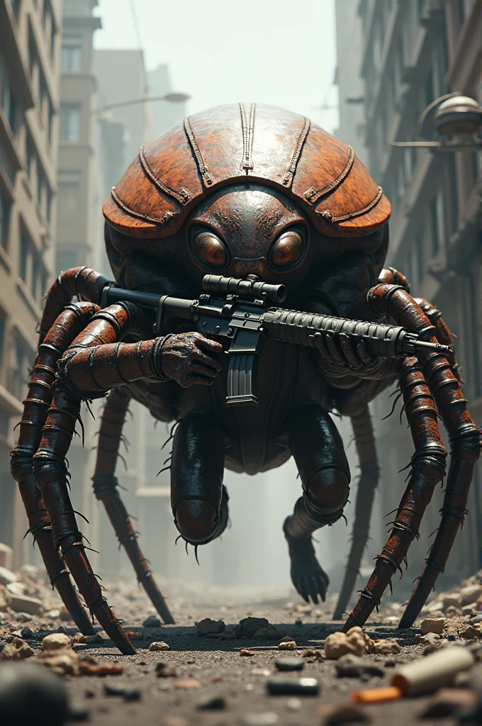 Huge tick with m4 weapon and grenade 