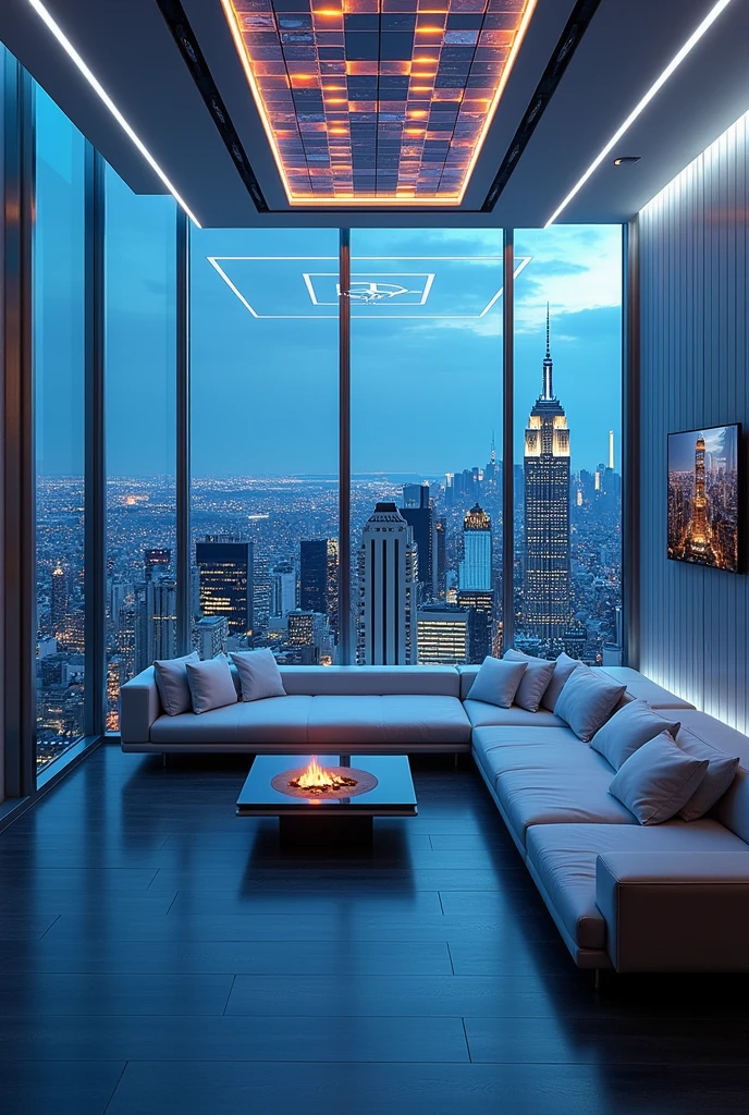 Create a room with LEDs overlooking New York