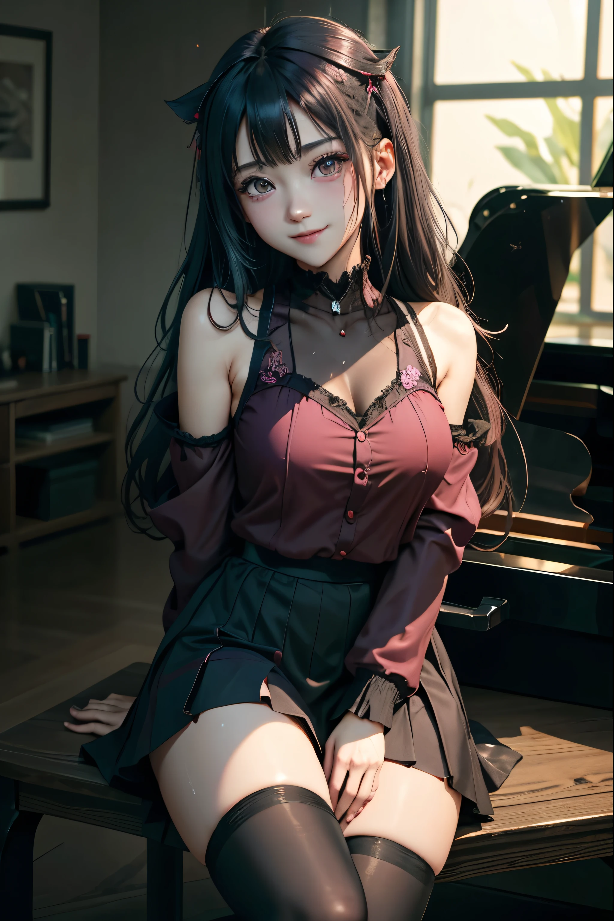 high school girlブレザー、high school girl、Red checked skirt、JK Style、Jacket、smile、garter、Knee socks、Panty stocking、Otherworldly beauty、Really cute、boredom、Extraordinary beauty、Dark black eyeshadow、sorrow、Good skin radiance、Long Hair Straight Hair、Dark Gothic Makeup、Dark smile、Beautiful woman、Stained Glass Background、On the table、Highest quality、5 reference books、Sweat glistens on my chest、Sweat glistens on my face、Thigh sweat、sweating、Black frill East size Regular size、Dark pink hair、、Sweat on your thighs、Sweat a lot and become sticky。、My thighs are sticky and shiny、Sweating on thighs and chest、Small breasts、Slightly slim、Sweating all over the body、play piano、sit and play an instrument、Thin legs、Two people、Lesbian couple、hug、My girlfriend has a really cute face、My female friend has a very beautiful face.、Do lesbian play、Super straight hair、Extremely fair skin、