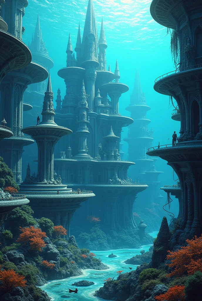 A kingdom underneath the sea with proffessional architecture 